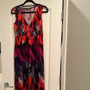 Elementz | Colorful V-Neck Maxi Dress | Multi-color | Size S